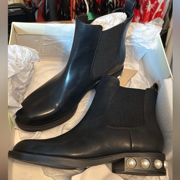 NEW On 34th Black Ankle Boots with Pearl Accents - Picture 5 of 5